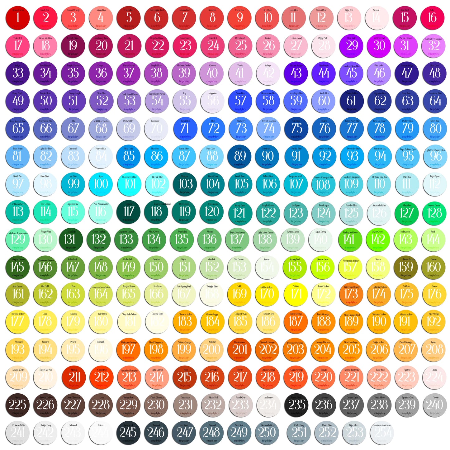 Solid Glitter 128 COLORS (127-254)