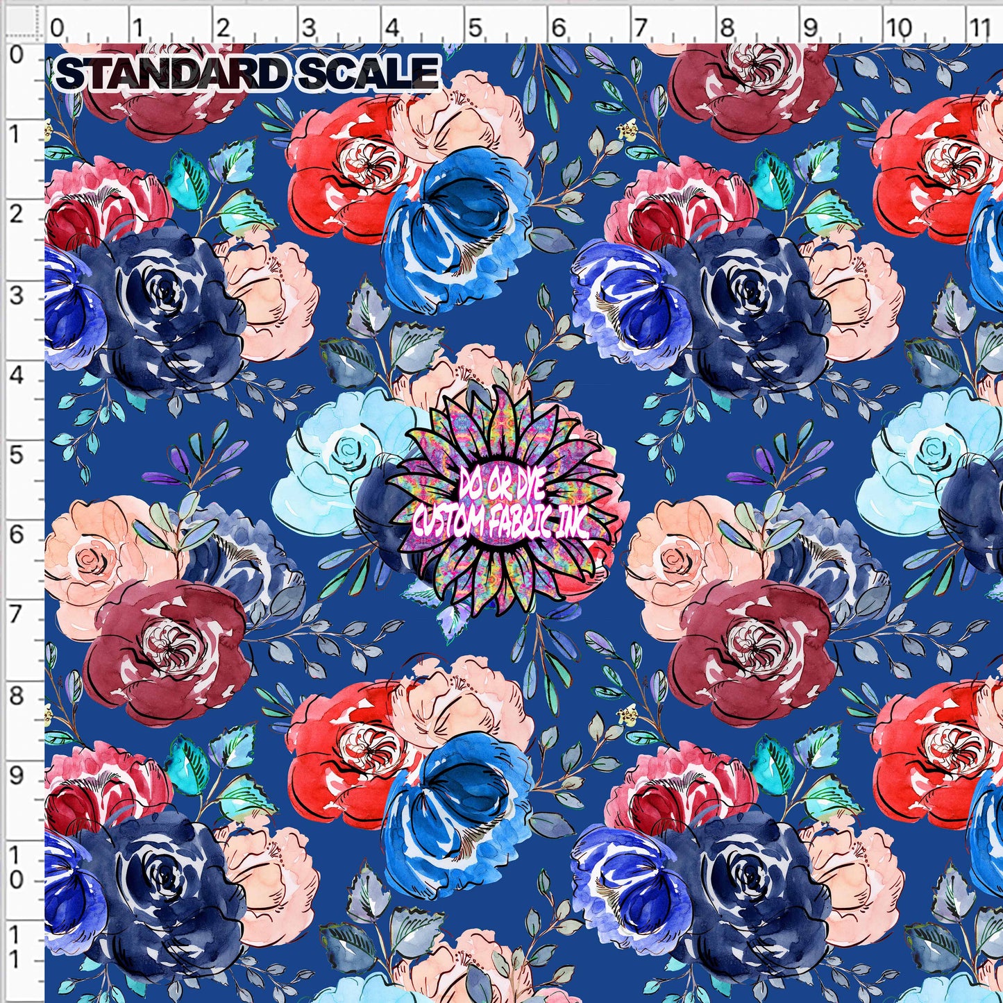 Red White and Blue Watercolor Florals - RTS