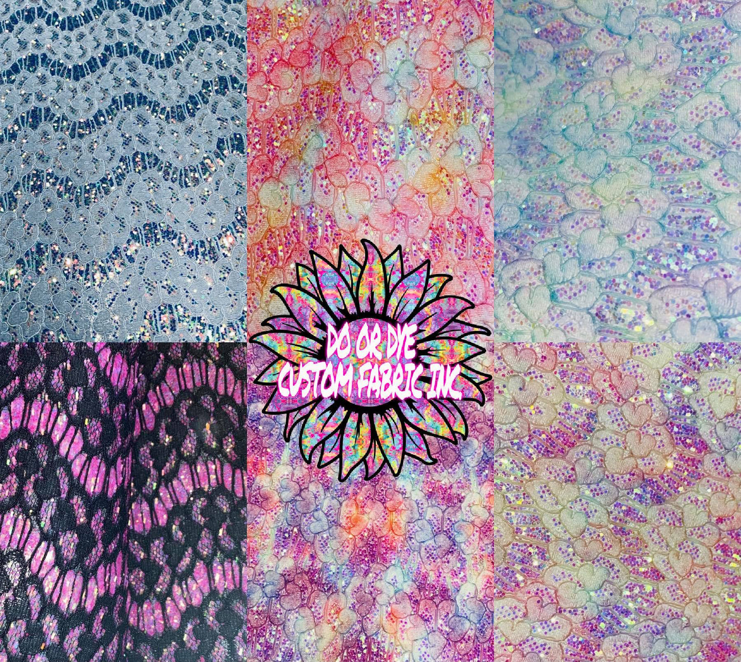 RETAIL Lace Over Glitter Watercolor .8mm Soft Back VINYL