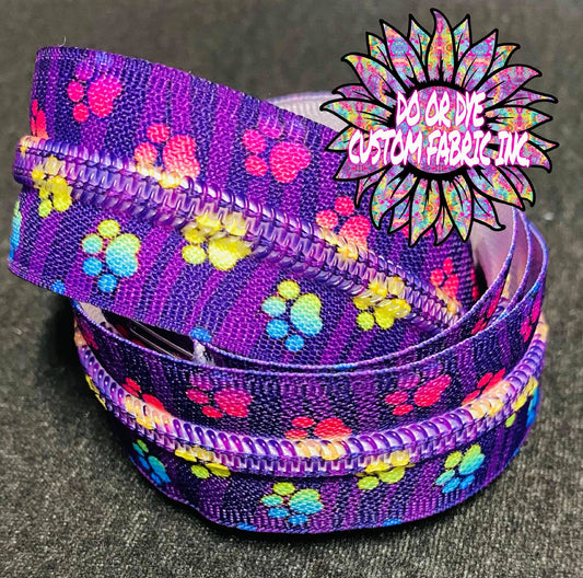 Rainbow Friends Paw Prints #5 Nylon Zipper Tape RETAIL