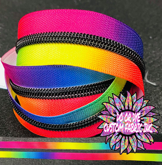 Neon Ombre Black Teeth #5 Nylon Zipper Tape RETAIL