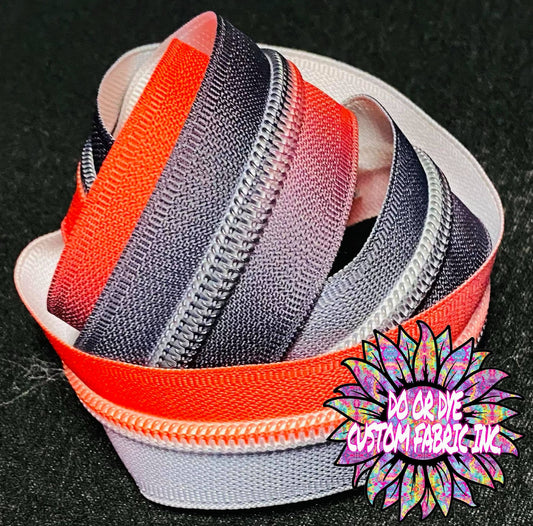 Red Grey Black Ombre #5 Nylon Zipper Tape RETAIL