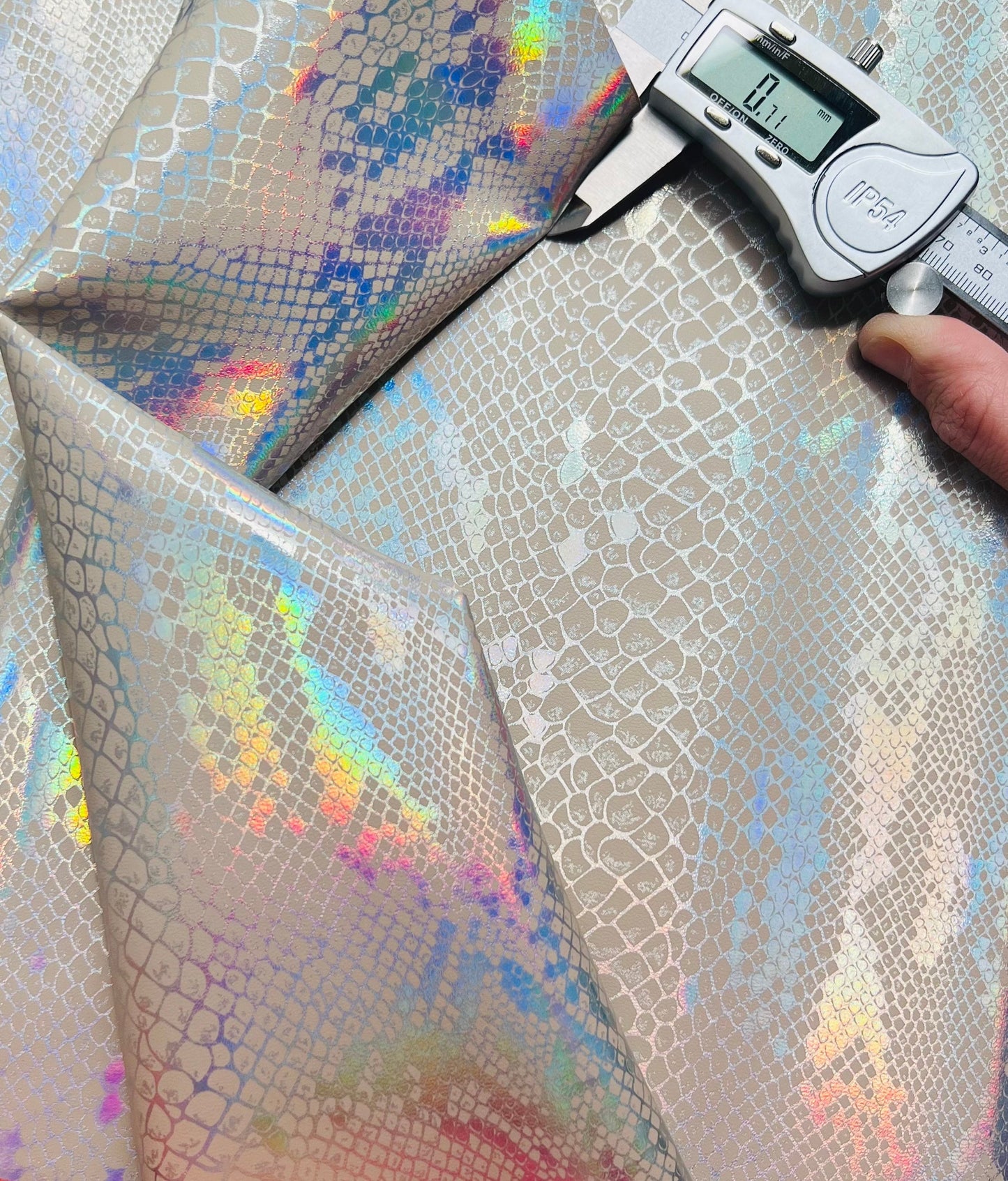 RETAIL Holographic Snake Skin On Vegan Leather .7mm Soft Back VINYL