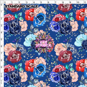 Red White and Blue Watercolor Florals